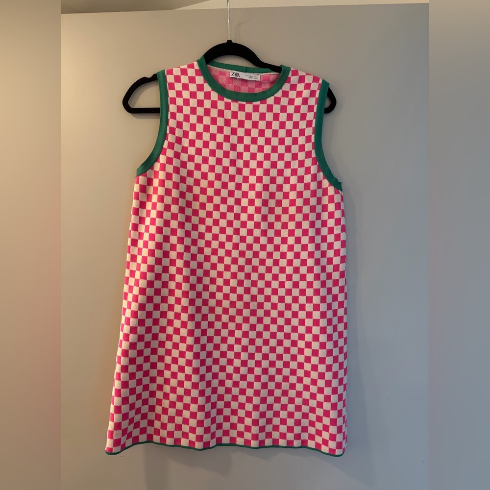 Zara Pink and White Checkered Kids Dress